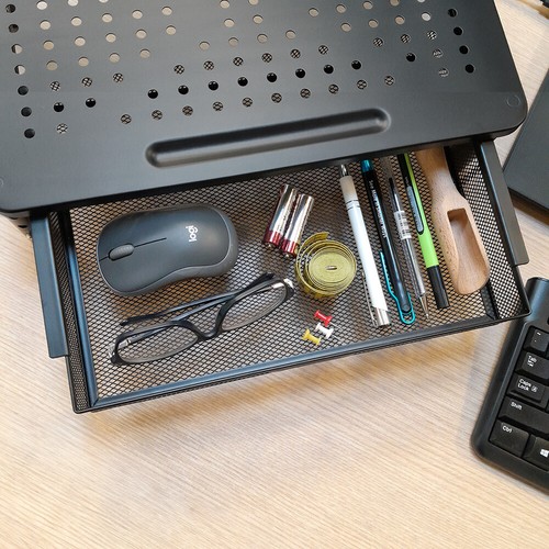 Rehausseur Ecran PC Bureau Support Moniteur Réglable Hauteur Rangement Tiroir - Afbeelding 6 van 7