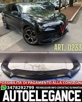 0233 ALFA ROMEO STELVIO SPLITTER PARAURTI ANTERIORE NERO LUCIDO LOOK RS