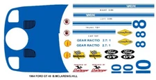 #10 Ford GT40 B. Mclaren / G.Hill 1964 1/24th - 1/25th Scale Decals