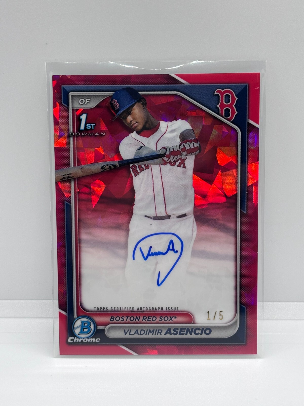 2024 BOWMAN CHROME SAPPHIRE VLADIMIR ASENCIO 1st BOWMAN AUTO 1/5 RED REFRACTOR