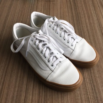 Vans Old Skool - White Leather with Gum 