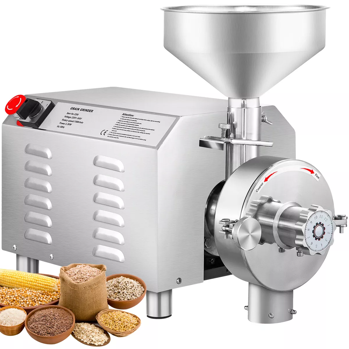 Electric Grain Grinder Mill 1000g High-speed Spice Herb Mill Commercial  Powder Machine for Dry Cereals Grain Herb Spice Coffee Corn Bean CE  approved