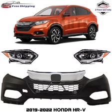 Front Bumper Cover Fascia & Headlight Assembly Kit For 2019-2022 Honda HR-V
