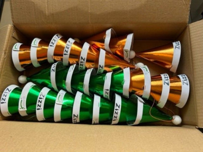 Christmas Xmas Part Office Hats Zizzi Cheap Bulk 25 Green Gold