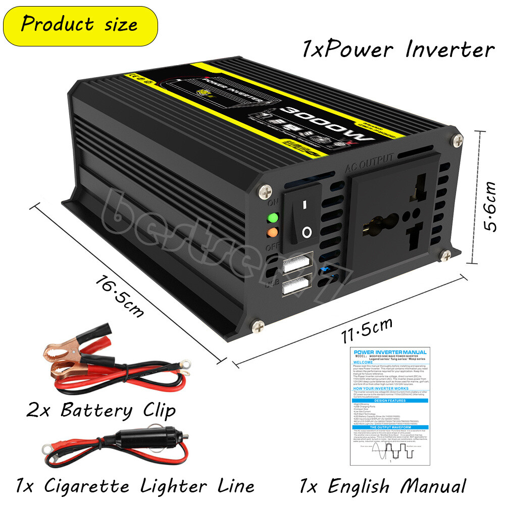 Inverter Per Viaggi Campeggio Invertitori Di Corrente, Riloer 1500W Car Smart Power Inverter DC 12V A AC 220V 230V 240V Convertitore Caricatore Con Porta USB Per Barca Auto Inverter Onda Sinusoidale Modificata - 9