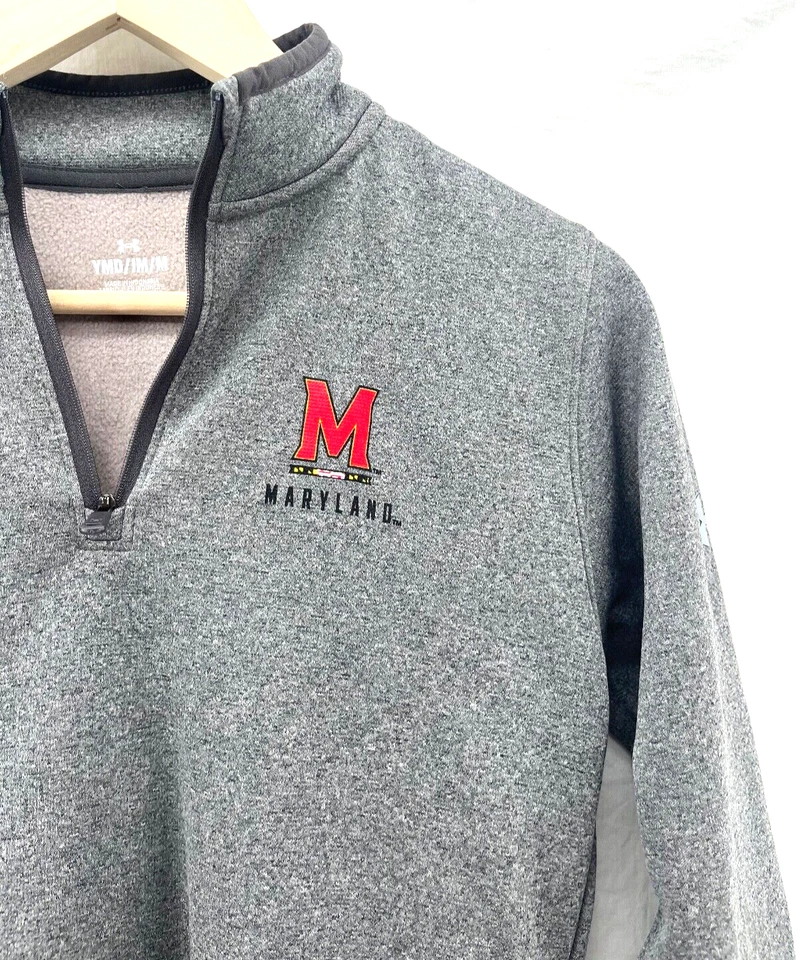 NUEVO Maryland Terrapins UMD Under Armour Gris 1/4 Cremallera Vellón Camisa Juvenil Niños M Foto 2 de 4