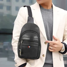 Genuine Leather Sling Backpack for Men | Chest Bag Crossbody Style