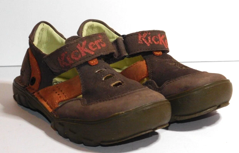 KICKERS Zapatos Cuero Infante Niño Sandalia Punta Cerrada Talla EU 29 US 11.5 Marrón Foto 2 de 4