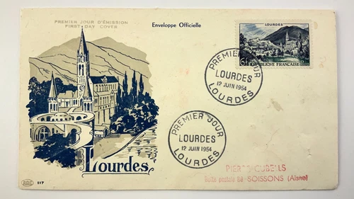 Lourdes 1954 FDC First Day Cover France Republique Francaise HH343