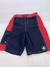 BODY GLOVE Boys Med NAVY Blue Red Bathing Suit Swim Trunks with pocket