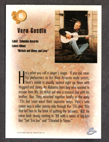 Carta Sterling Vern Gosdin Country Music autografata firmata 1993 - DECEDUTO CON CERTIFICATO DI AUTENTICITÀ - Foto 2 di 3