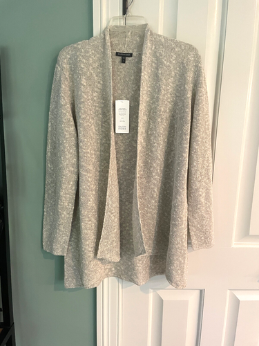 Cardigan Eileen Fisher Neuf Avec étiquettes - Tencel, Coton Bio, Soie - Taille L, Couleur Ash - Style élégant Et Confort