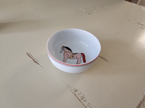Andrea By Sadek Winterthur Spotted Horse Child's Dish Bowl Mug Plate Set 3 Piece - Picture 7 of 13