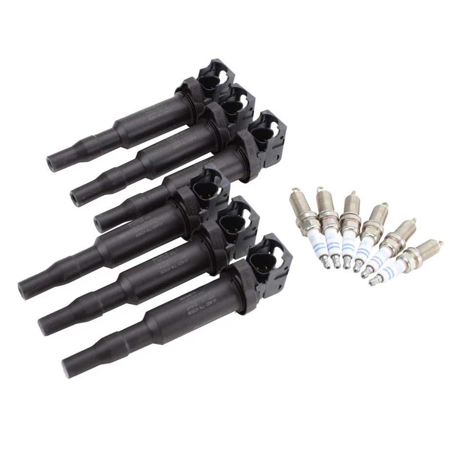 6 bobinas de ignição Bosch fabricante de equipamento original + 6 kit de velas de ignição para BMW 3 5 Series Z4 3.0i 3.0si - Imagem 4 de 4