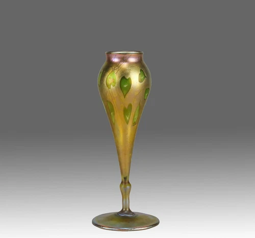 Early 20th C Art Nouveau Glass "Hearts and Vines Vase" by Louis Comfort Tiffany