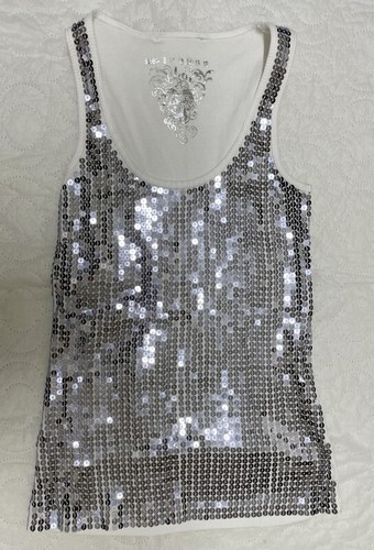 NEW LOOK SEQUINNED COTTON SUMMER TOP SIZE 14