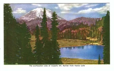 The Southeastern side of Mt. Rainier from Tipsoo Lake WA. Vintage Postcard