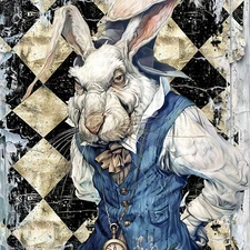 A4 Decoupage Rice Paper DARK RABBIT - Alice in Wonderland - Ships Same Day