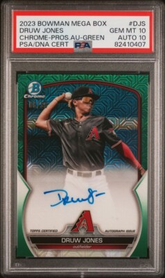 2023 Bowman Chrome Druw Jones M/B Mojo Green Auto PSA 10 66/99 
