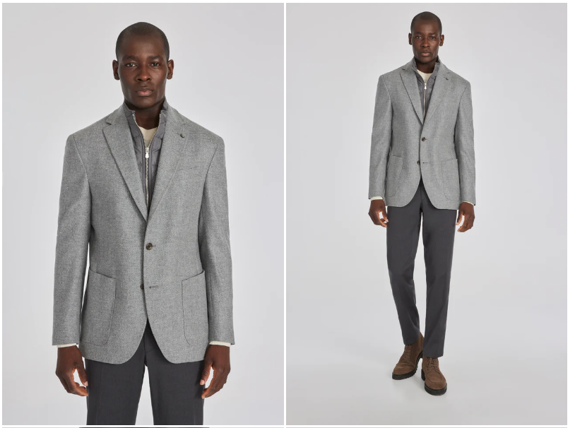 JACK VICTOR LIGHT GREY BRICE HYBRID WOOL & CASHMERE BLAZER