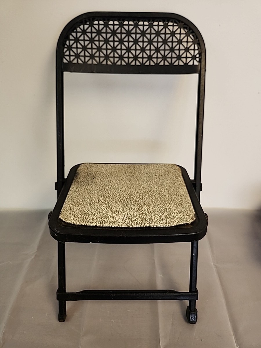Vintage 1950s Childrens Folding Chair Black Metal MCM | eBay
