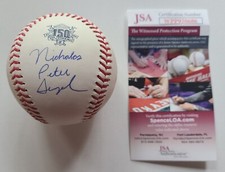 Nick Senzel FULL NAME Signed Auto Reds OML 150 Years Baseball USA SM JSA COA