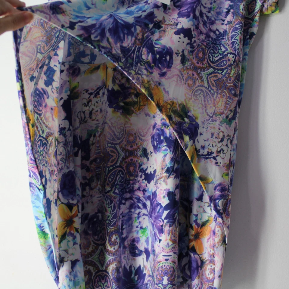 Tbags Los Angeles 尺寸 M 女士束腰上衣衬衫花卉抽象弹力覆盖物 — 第 4/4 张图片