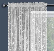 Sheer Lace Window Curtain Panel Embroidered Lace Panel Rod Pocket CANARIES
