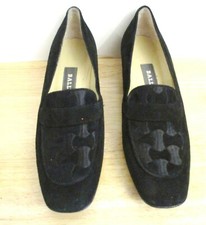 Bally Womens "Talens-U" Black Suede Pumps Low Heel, Embroiderey on top, Size 6 N