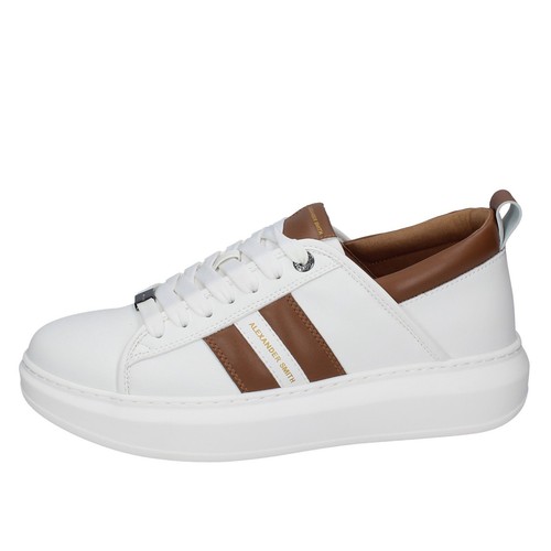 Scarpe uomo ALEXANDER SMITH 42 EU sneakers bianco pelle marrone EX549-42 - Photo 5 sur 5