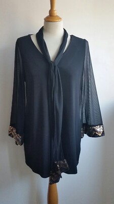 Lady's M&Co long sleeve sequin sleeve trim evening top and