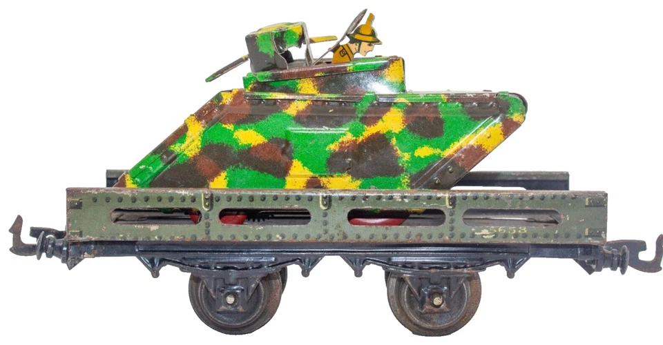 Coche plano Bing vintage de preguerra de 1930 con tanque mecánico Mark V Foto 4 de 4