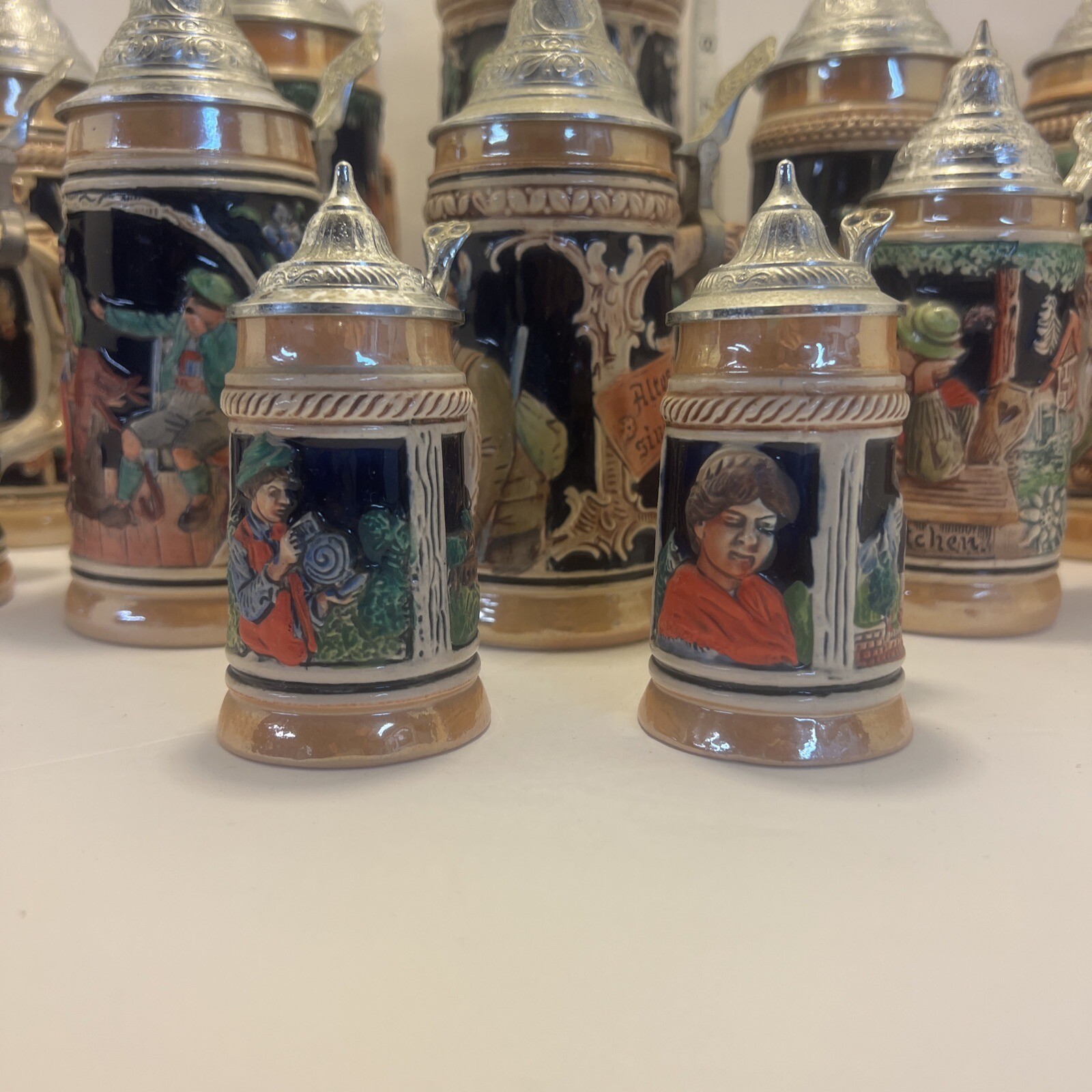 13 different sizes vintage German beer mugs with lids eBay