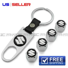 VALVE STEM CAPS + KEYCHAIN WHEEL TIRE SILVER - US SELLER