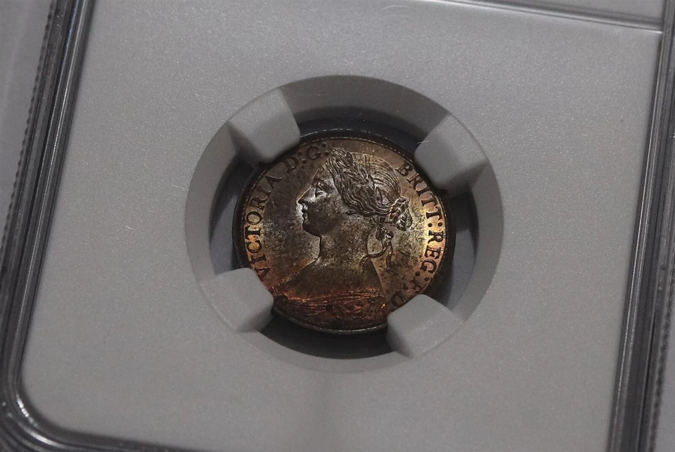 🧭 🇬🇧 UK GB FARTHING 1873 LOWER 3 NGC MS63 B78 CG31 - Image 2 of 4