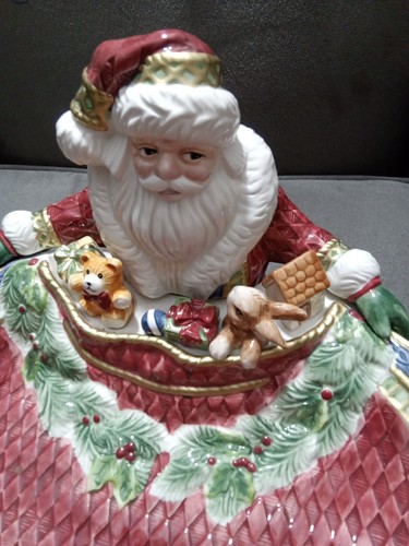 Fitz And Floyd 12.75 " Ceramic Christmas Serving Platter Santa's Forrest Friends - Picture 2 of 8