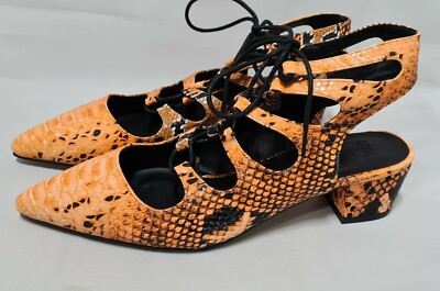 Asos Sz Women's Orange Snake Skin Print Textured Lace Up