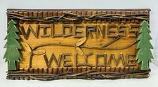 Wilderness Welcome Sign Plaque Cabin Lodge Lake House Rustic Decor