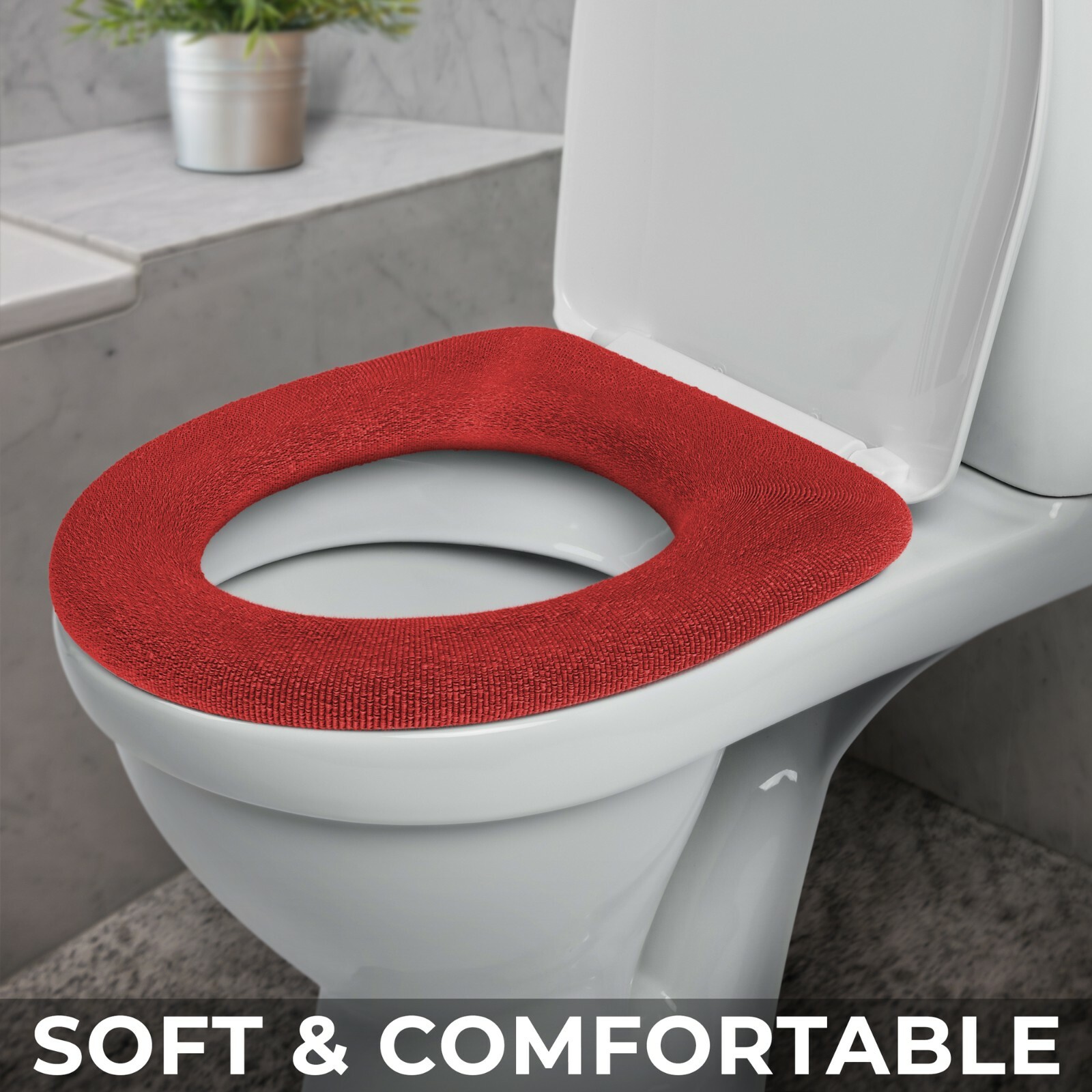 Warm Toilet Seat Covers X4 Soft Padded Washable Lifter Warmer Pink Blue