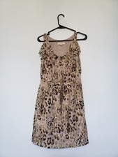 Ann Taylor Loft Womens 0 Mini Dress Leopard Print Sleeveless Drawstring Waist