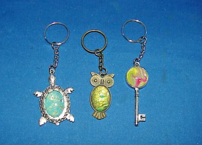 KEYCHAIN FLUID ART ONE OF A KIND TURTLE, OWL, KEY GREAT GIFT IDEA