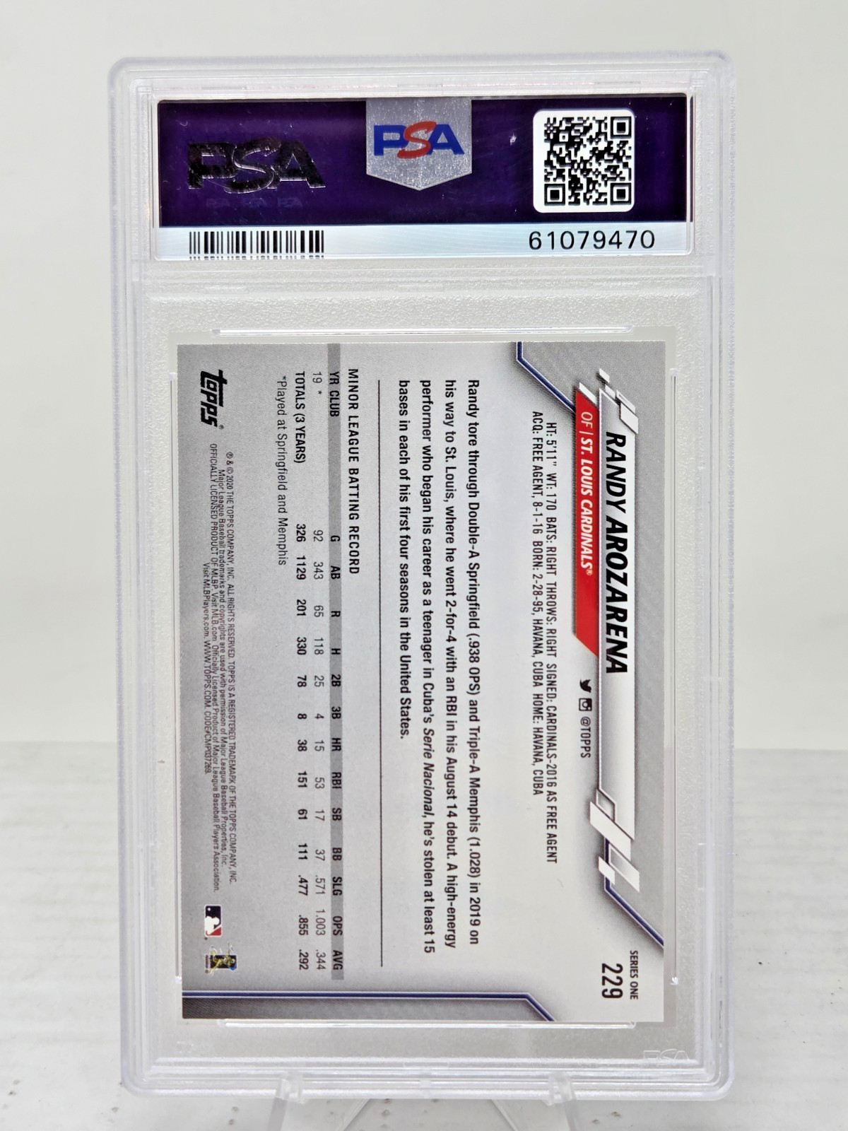 2020 Topps RANDY AROZARENA RC Rookie Baseball Card PSA 10 GEM MINT view 2