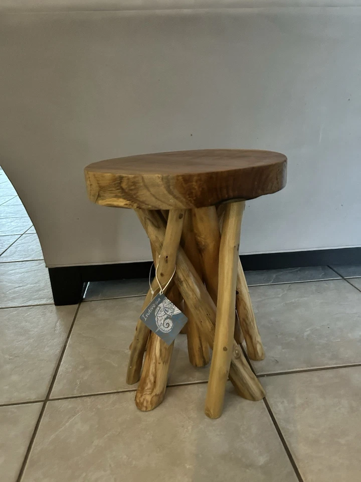 17.5" H Teak Wood Intertwined Leg End Table - Image 2 of 4