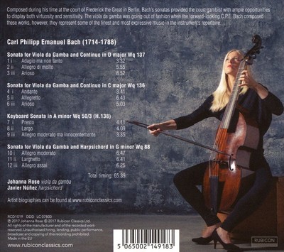 CPE BACH:3 SONATAS FOR VIOLA DA GAMBA NEW CD