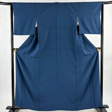 Edo Komon Indigo Silk Kimono M Used 1605cm Sleeve 64cm Unique Features