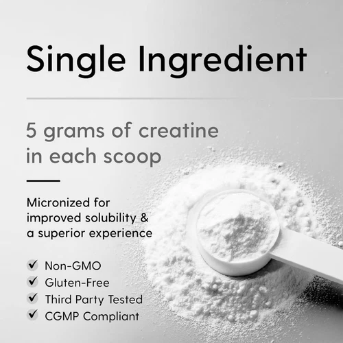 HEARTHY FOODS Creatine Monohydrate Micronized Powder 500G - 100 Servings, 5000mg - Picture 2 of 5