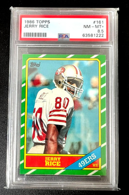 1986 Topps Jerry Rice # 161 Rookie RC PSA 8.5
