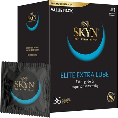 SKYN Elite Extra Lube Condoms 36 Count Ultra-Thin Latex-Free Polyisoprene
