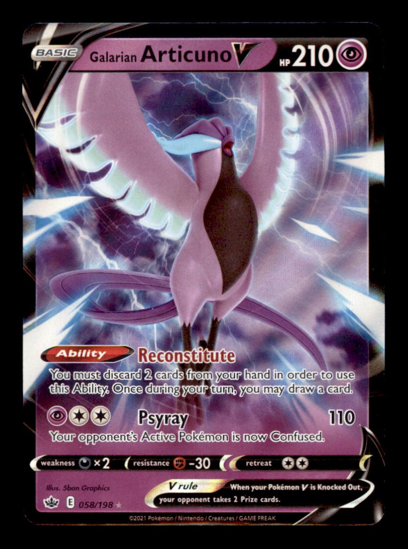 Galarian Articuno V 058/198 Holo V Rare Chilling Reign Pokemon NM