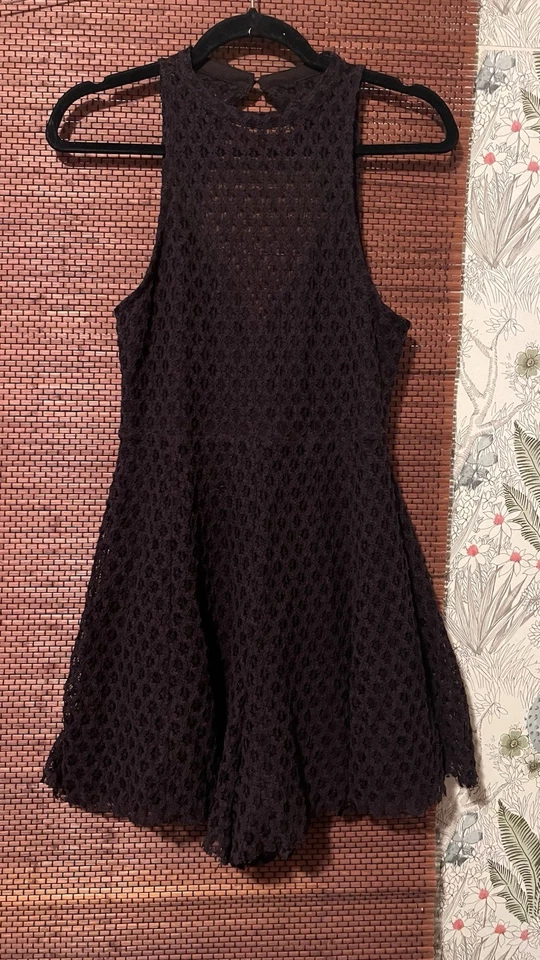 Mameluco Silence + Noise Anthropologie Marrón Sin Mangas Espalda Abierta Encaje Ajuste Midi M Foto 2 de 4